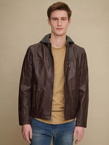 Ben Hooded Leather Jacket - Ctoox
