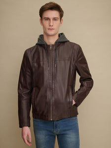 Ben Hooded Leather Jacket - Ctoox