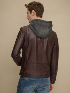 Ben Hooded Leather Jacket - Ctoox