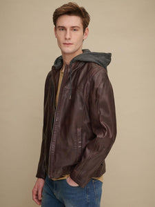 Ben Hooded Leather Jacket - Ctoox
