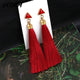 Bohemian Tassel Crystal Long Drop Earrings - Ctoox