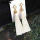 Bohemian Tassel Crystal Long Drop Earrings - Ctoox