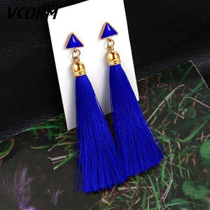 Bohemian Tassel Crystal Long Drop Earrings - Ctoox