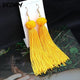 Bohemian Tassel Crystal Long Drop Earrings - Ctoox