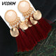 Bohemian Tassel Crystal Long Drop Earrings - Ctoox