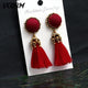 Bohemian Tassel Crystal Long Drop Earrings - Ctoox