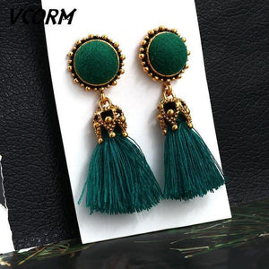 Bohemian Tassel Crystal Long Drop Earrings - Ctoox