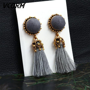 Bohemian Tassel Crystal Long Drop Earrings - Ctoox