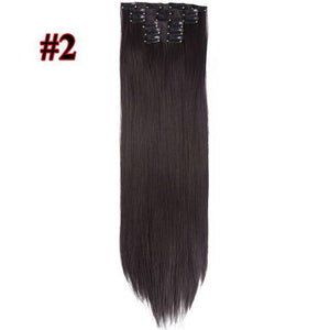 Leeons 16 colors 16 clips Long Straight Synthetic Hair Extensions - Ctoox