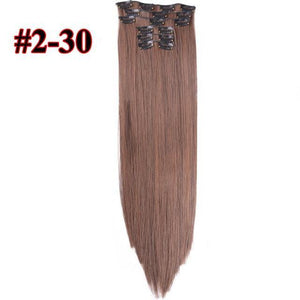Leeons 16 colors 16 clips Long Straight Synthetic Hair Extensions - Ctoox