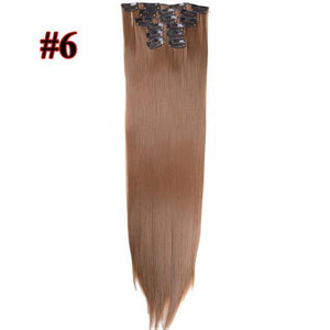 Leeons 16 colors 16 clips Long Straight Synthetic Hair Extensions - Ctoox