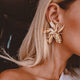 Docona Elegance Silver Gold Big Flower Drop Dangle Earring - Ctoox
