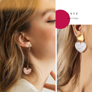 Korean Heart Statement Drop Earrings