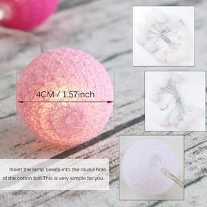 Fairy 4cm Cotton Balls String Lights - Ctoox