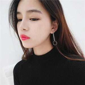 Korean Geometric Long Tassel Stud Earrings - Ctoox