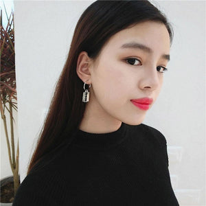 Korean Geometric Long Tassel Stud Earrings - Ctoox
