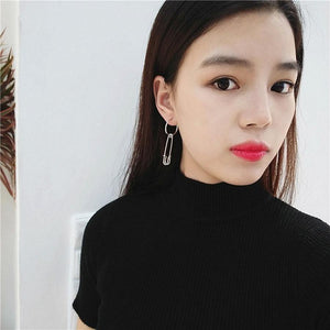 Korean Geometric Long Tassel Stud Earrings - Ctoox