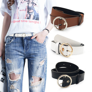 Round buckle belts for female leisure jeans
