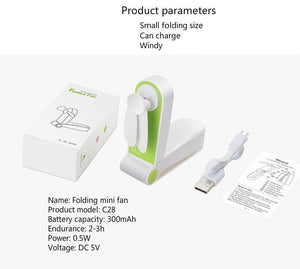 USB Pocket Fold Electric Fans - Ctoox