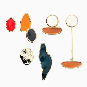 Vintage Geometric Asymmetric Stud Earrings - Ctoox