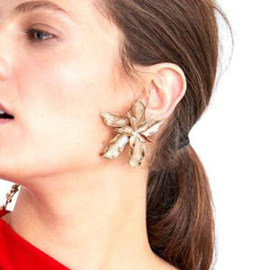 Docona Elegance Silver Gold Big Flower Drop Dangle Earring - Ctoox