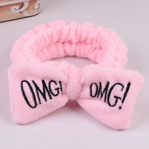 OMG Letter Coral Fleece Bow Hairbands For Women