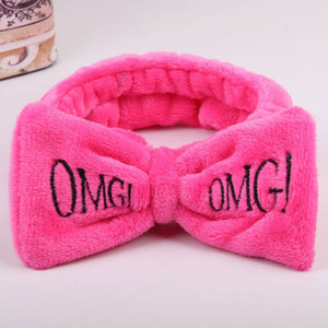 OMG Letter Coral Fleece Bow Hairbands For Women