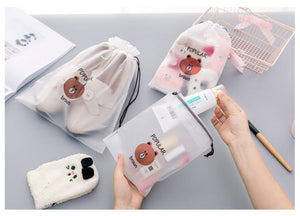 Brown Bear Transparent Cosmetic Bag - Ctoox