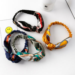 Fabric Cross Knotted Bow Chiffon Floral Hair Band