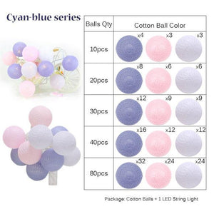Fairy 4cm Cotton Balls String Lights - Ctoox