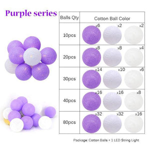 Fairy 4cm Cotton Balls String Lights - Ctoox