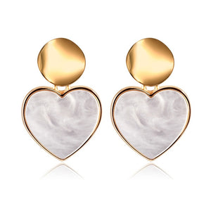 Korean Heart Statement Drop Earrings