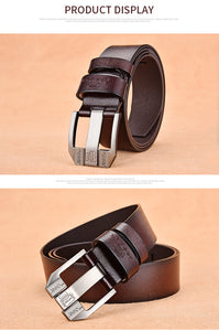 Genuine Leather Belt For Men High Quality Black Buckle