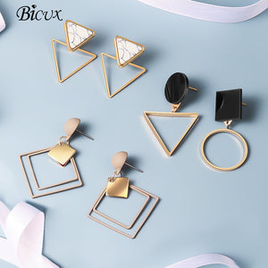 Korean Statement Black Acrylic Drop Earrings