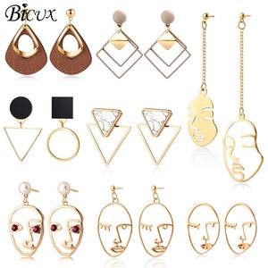 Korean Statement Black Acrylic Drop Earrings