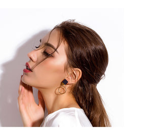 Korean Statement Black Acrylic Drop Earrings