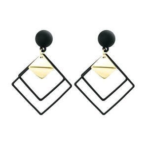 Korean Statement Black Acrylic Drop Earrings