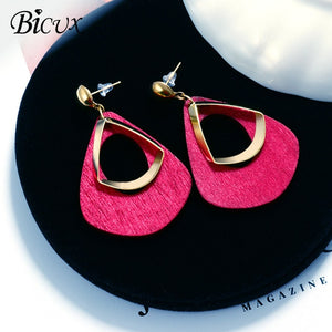 Korean Statement Black Acrylic Drop Earrings
