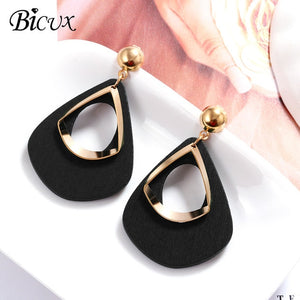 Korean Statement Black Acrylic Drop Earrings