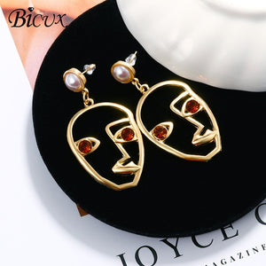 Korean Statement Black Acrylic Drop Earrings