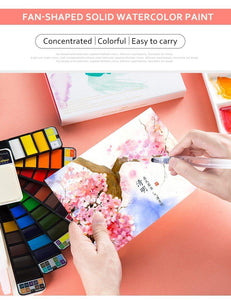 Superior 18/25/33/42 Solid Watercolor Paint Set With Water Brush - Ctoox