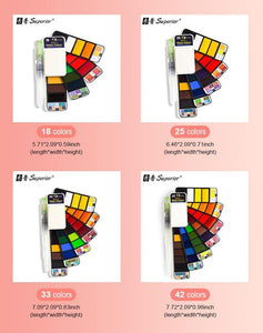 Superior 18/25/33/42 Solid Watercolor Paint Set With Water Brush - Ctoox
