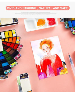 Superior 18/25/33/42 Solid Watercolor Paint Set With Water Brush - Ctoox