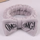 OMG Letter Coral Fleece Bow Hairbands For Women