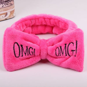 OMG Letter Coral Fleece Bow Hairbands For Women