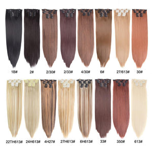 Leeons 16 colors 16 clips Long Straight Synthetic Hair Extensions - Ctoox