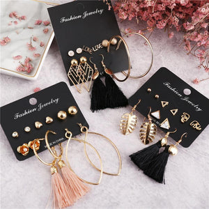 Geometric Tassel Dangle Earrings - Ctoox