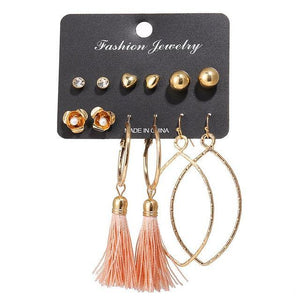 Geometric Tassel Dangle Earrings - Ctoox