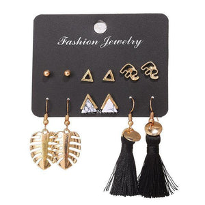Geometric Tassel Dangle Earrings - Ctoox