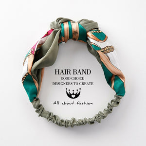 Fabric Cross Knotted Bow Chiffon Floral Hair Band